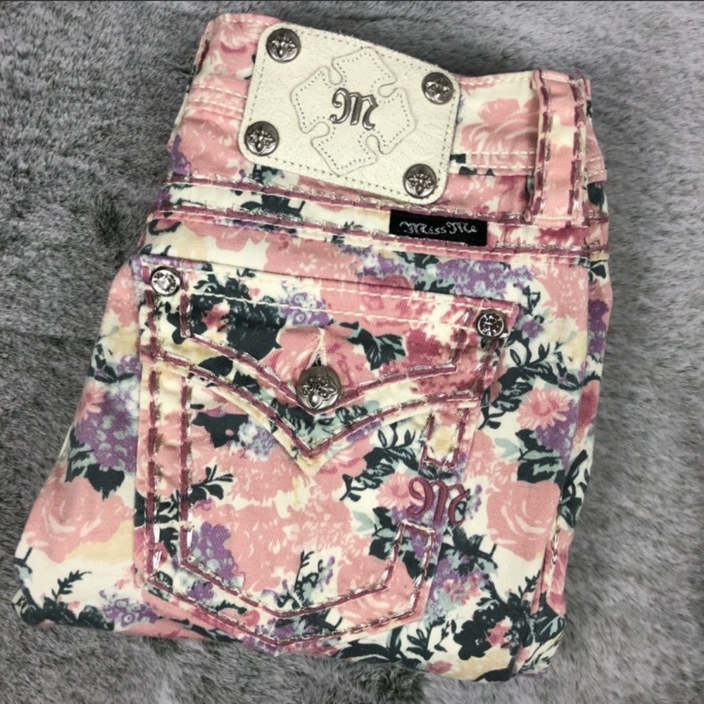 Miss me cargo floral cuff skinny jeans